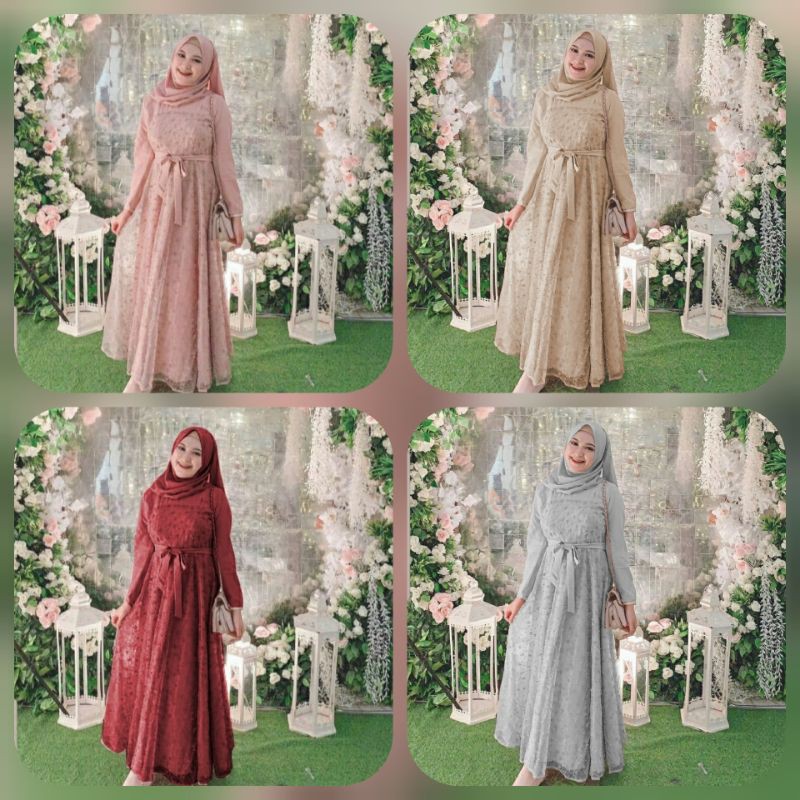 MAXY JELITA FASHION PAKAIAN WANITA DRESS GAMIS MAXI BRUKAT FEHM