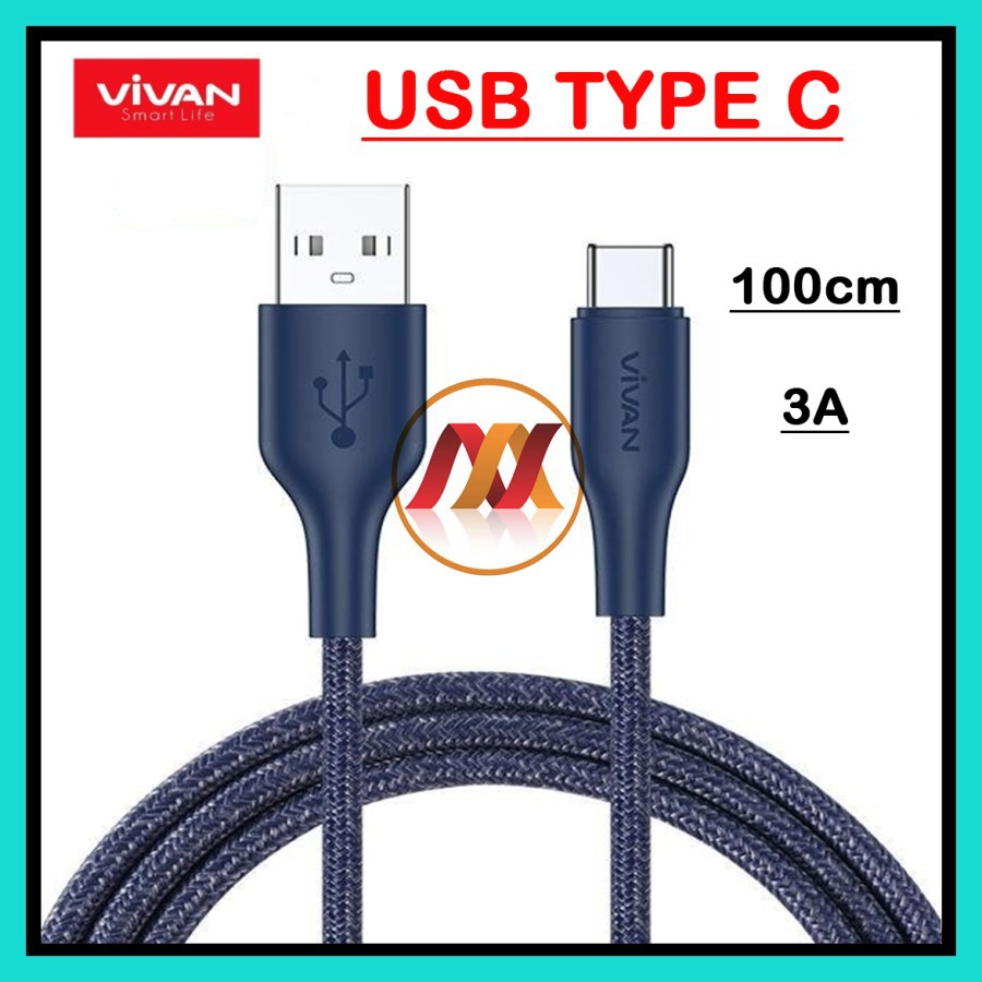 NA - Kabel usb TYPE C Vivan 100cm Fast Charging 3A Data Cable FC 100S