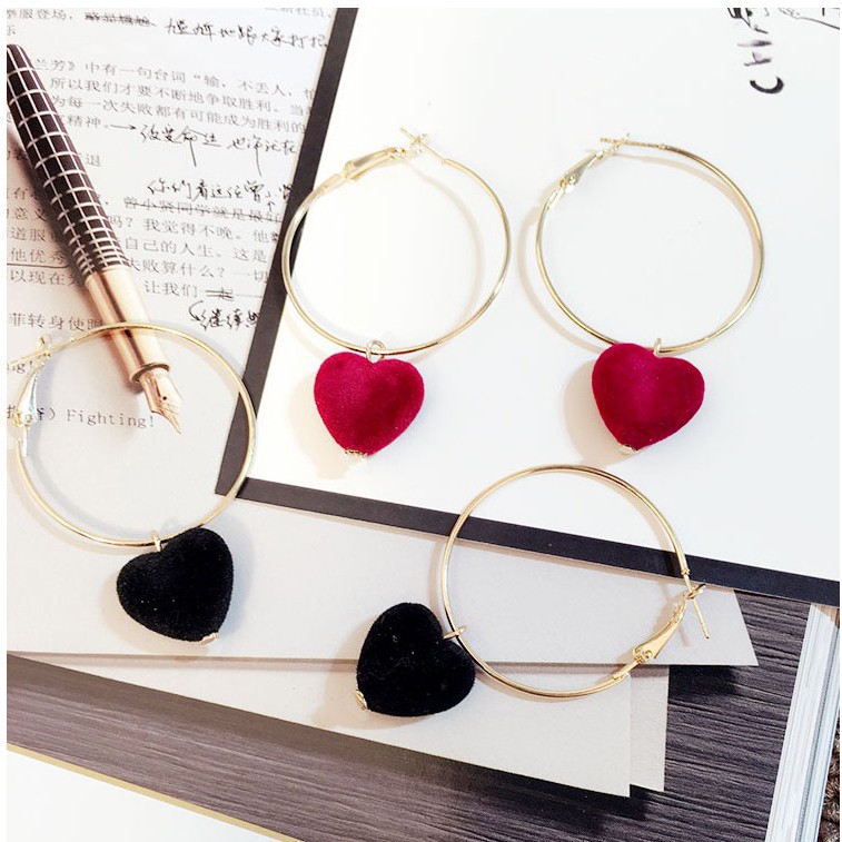 Anting panjang wanita fashion korea / Anting Hoops Love Aneka Warna 290