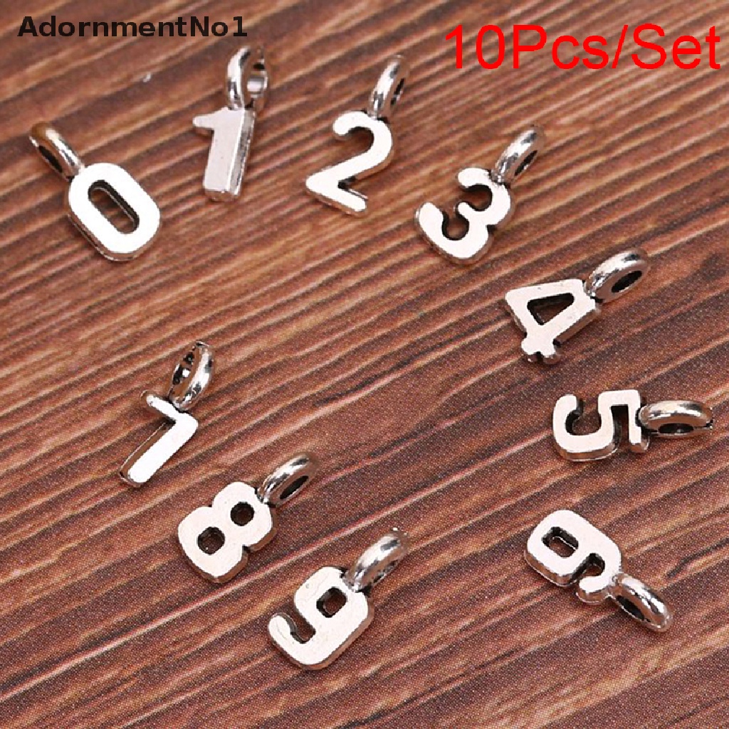 (AdornmentNo1) 10pcs / Set Liontin Bahan Alloy Desain Angka Arab Menarik Untuk Membuat Perhiasan DIY