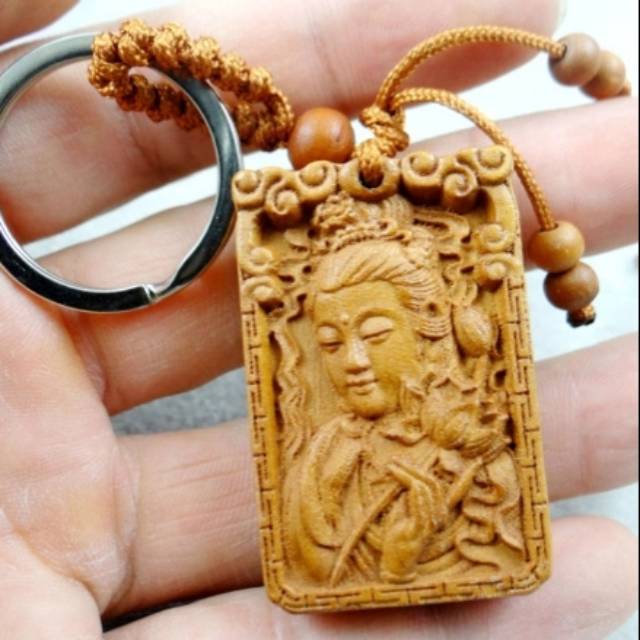 Gantungan Kunci Kayu Dewi Kwan Im Po sat