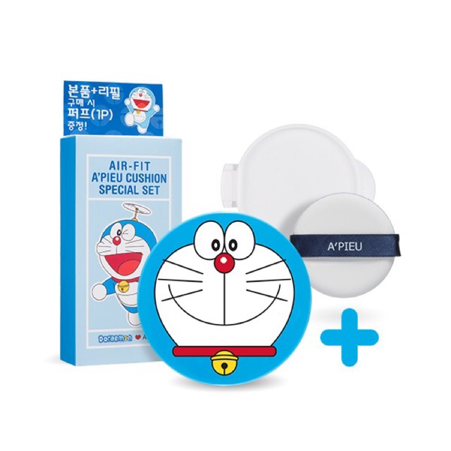 Apieu doraemon air-fit cushion set SPF50+ / PA+++