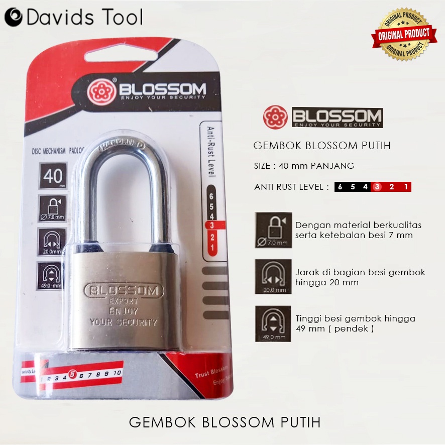 Gembok Pagar Rumah Anti Maling Karat Pager Leher Panjang Stainless Stenlis Gudang Blossom