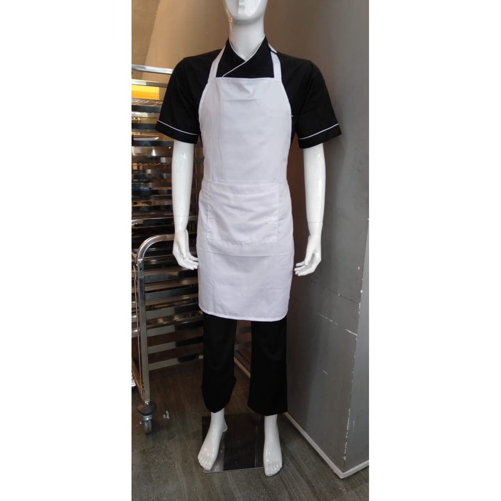 APRON BIB HITAM PUTIH / APRON / CELEMEK CHEF / CELEMEK APRON