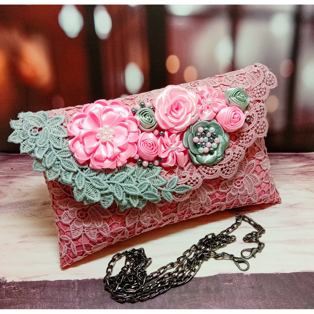 RJ CRAFT - Clutch Brokat Prada Premium Clutch Anyaman Pandan Clutch Pesta Wanita Fashion Wanita