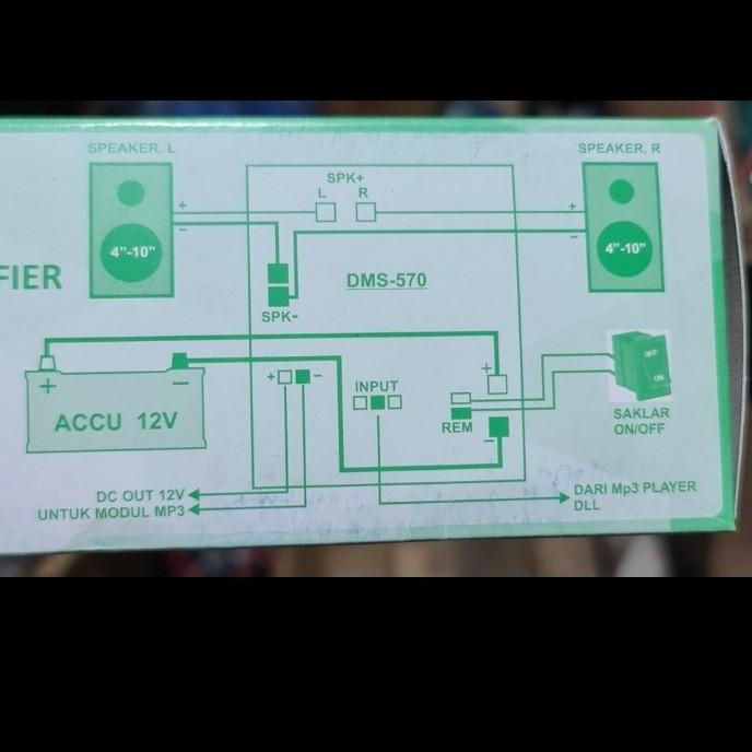 amplifier ampli audio 12v dc 12 v volt mobil motor aki accu dms 570