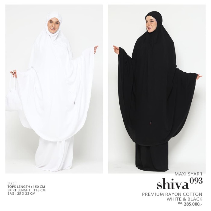 TERLARIS MUKENA JUMBO TATUIS SHIVA 093 KATUN RAYON POLOS RENDA PUTIH HITAM ADEM - PUTIH