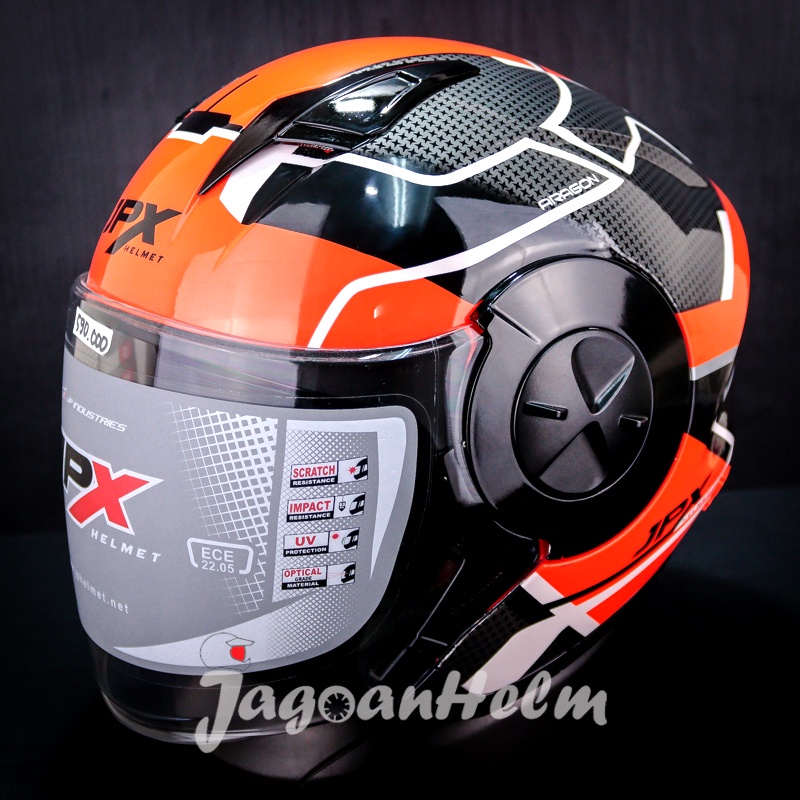 JPX HELM X735R ARAGON #02 | FLUO RED GLOSSY | X-735R DOUBLE VISOR| X 735 | X 735 R