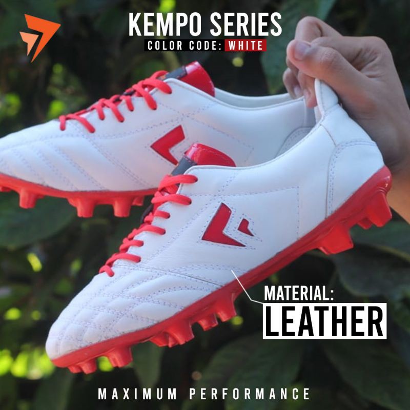 Sepatu bola Sevspo Kempo Full Leather - White Red