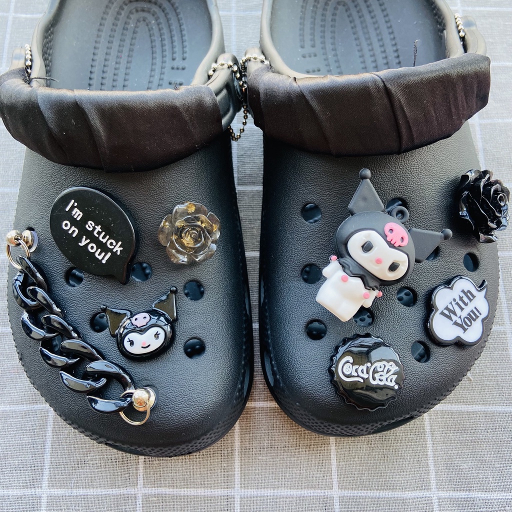 ✨shinyDIY✨Crocs jibbitz: aksesori cantik untuk sepatumu❤️ 8pcs Rantai Kuromi Crocs Jibbitz Untuk Aksesoris Sepatu Wanita#Sepatu Sneakers Wanita Model Lace-Up Warna Hitam + Putih