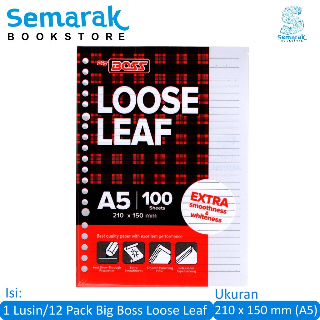 

Big Boss Loose leaf A5 210 x 150 mm @100 Lembar [1 Lusin / 12 Pack]