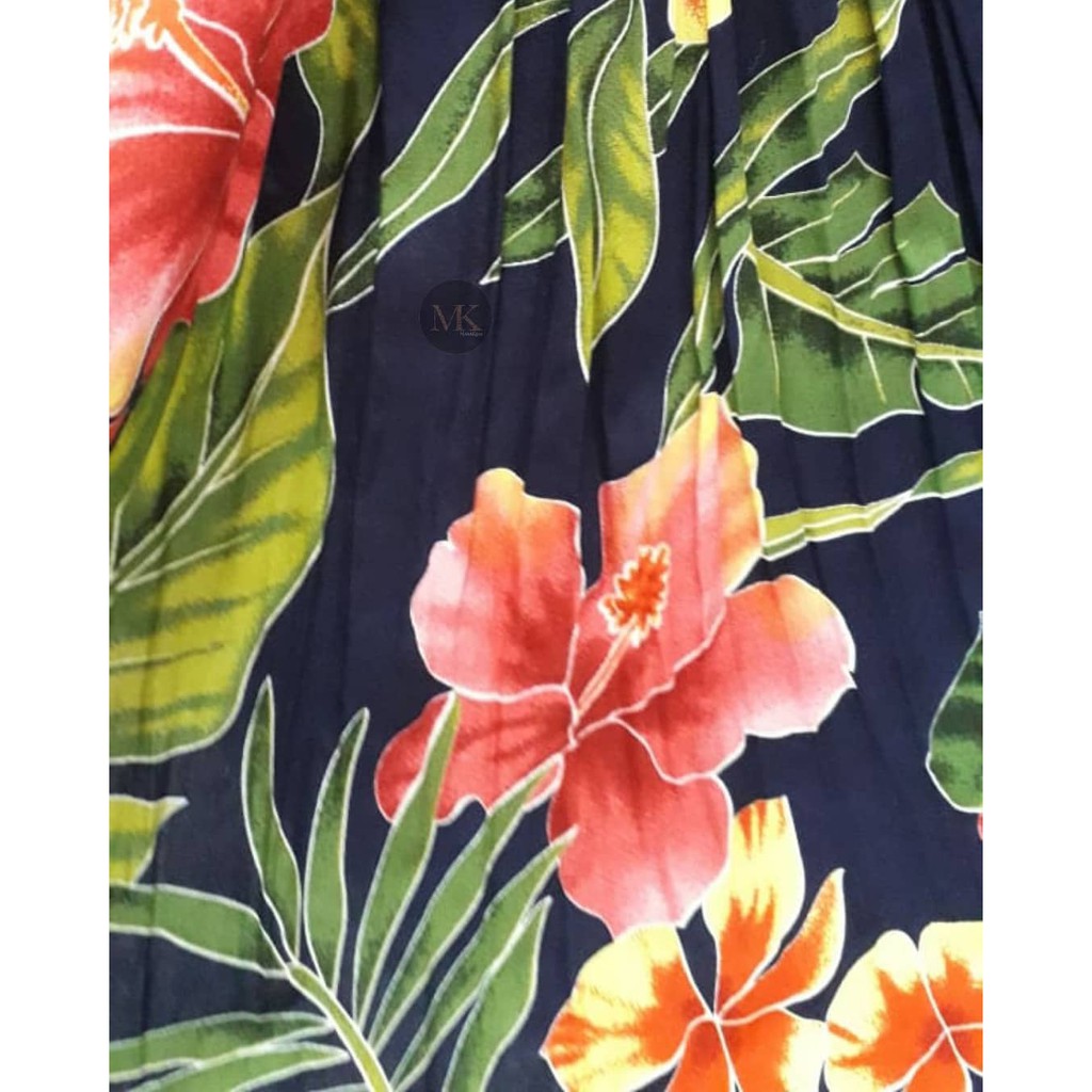 Kain Rayon Motif Navy Hitam Viscose Konveksi Bahan Daster