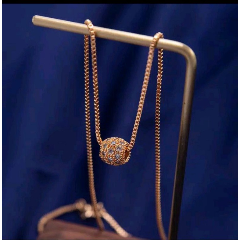 Kalung Emas Perhiasan Xuping Bandul Bulat lapis emas