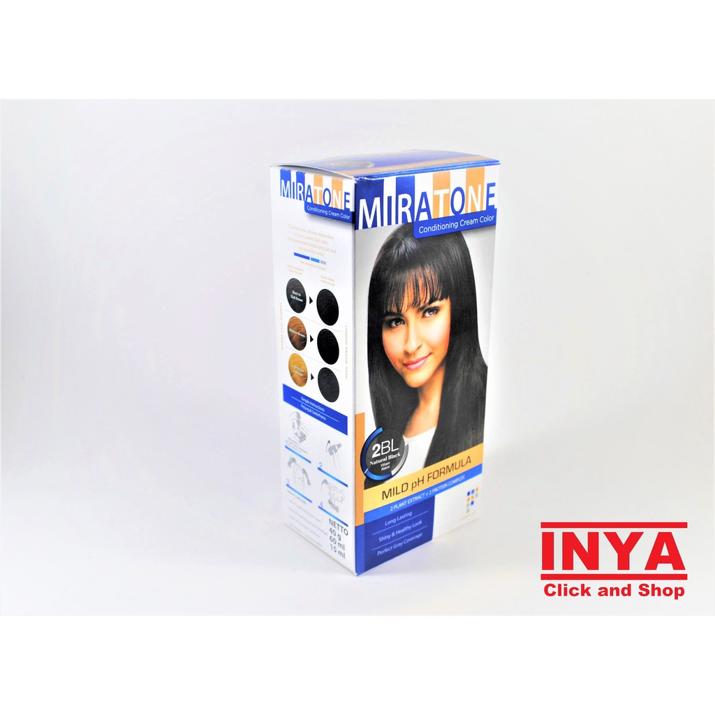 Pewarna Rambut MIRATONE CONDITIONING CREAM COLOR 2BL NATURAL BLACK - Semir Rambut HITAM ALAMI