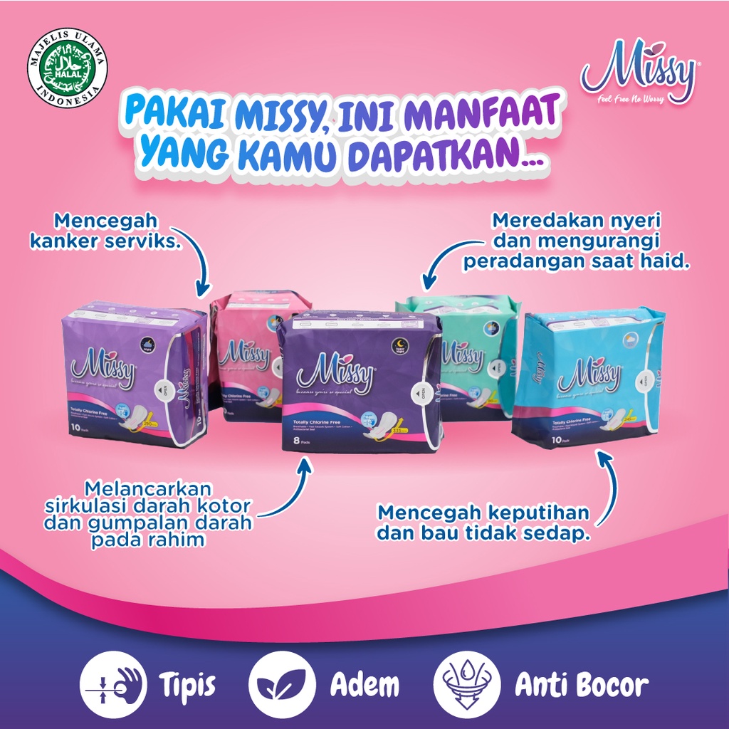 Paket Hemat Pembalut MISSY NIGHT dan SUPER NIGHT | Pembalut dan Pantyliner HERBAL Kesehatan  Wanita | Non Wings dan Wings | Perawatan Miss V Menstrual Pad Menstruasi | Anti Bacterial Jamur Virus | Anti Bocor