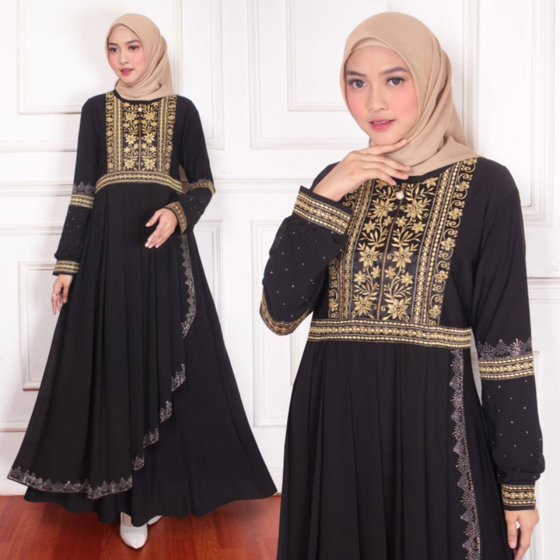 ALVI DRESS ABAYA HIKMAT KW PREMIUM JERSEY BORDIR CANTIK#14