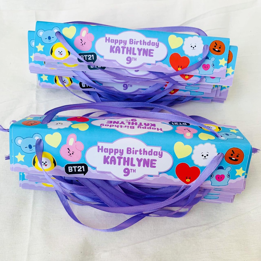 

BT21 Label Kantong Snack Goodie Bag Birthday / Souvenir Hampers Ulang Tahun