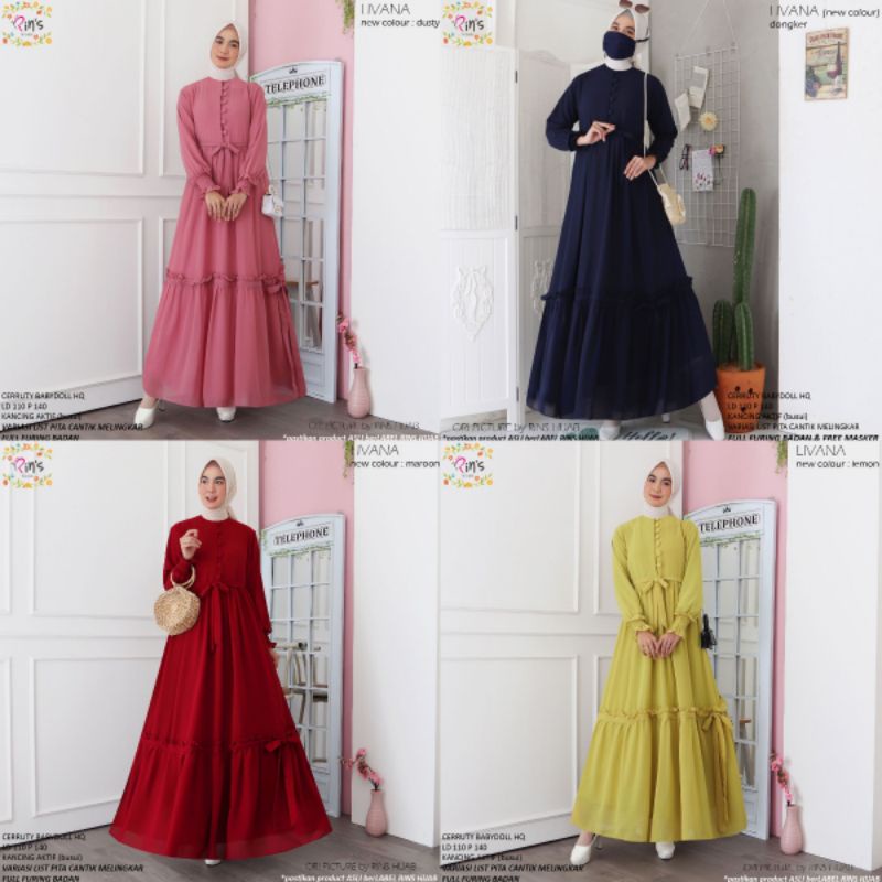 Livana Maxy ori by Rins Hijab gamis murah ceruty