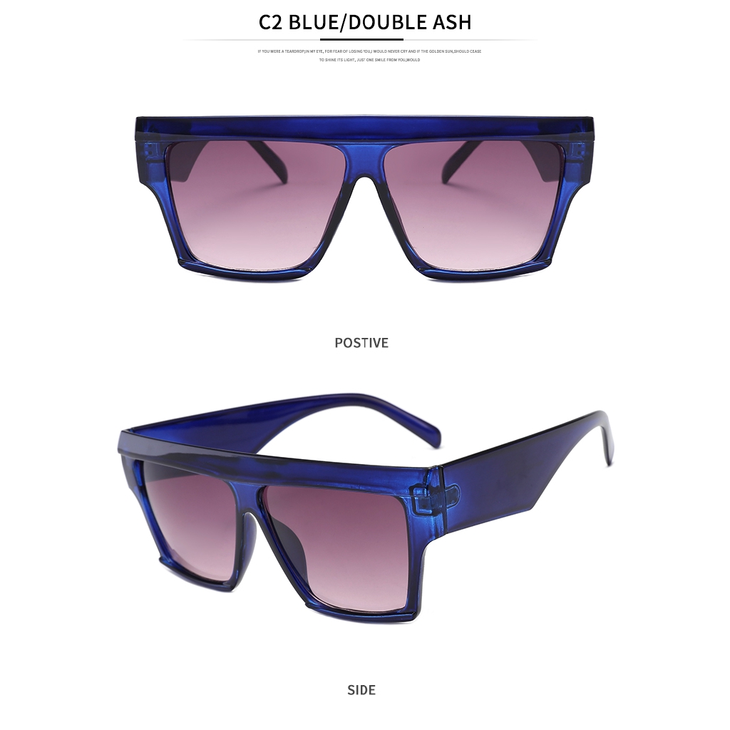 2022 Kacamata Hitam Oversize Model Flat Top Mewah Untuk Pria / Wanita