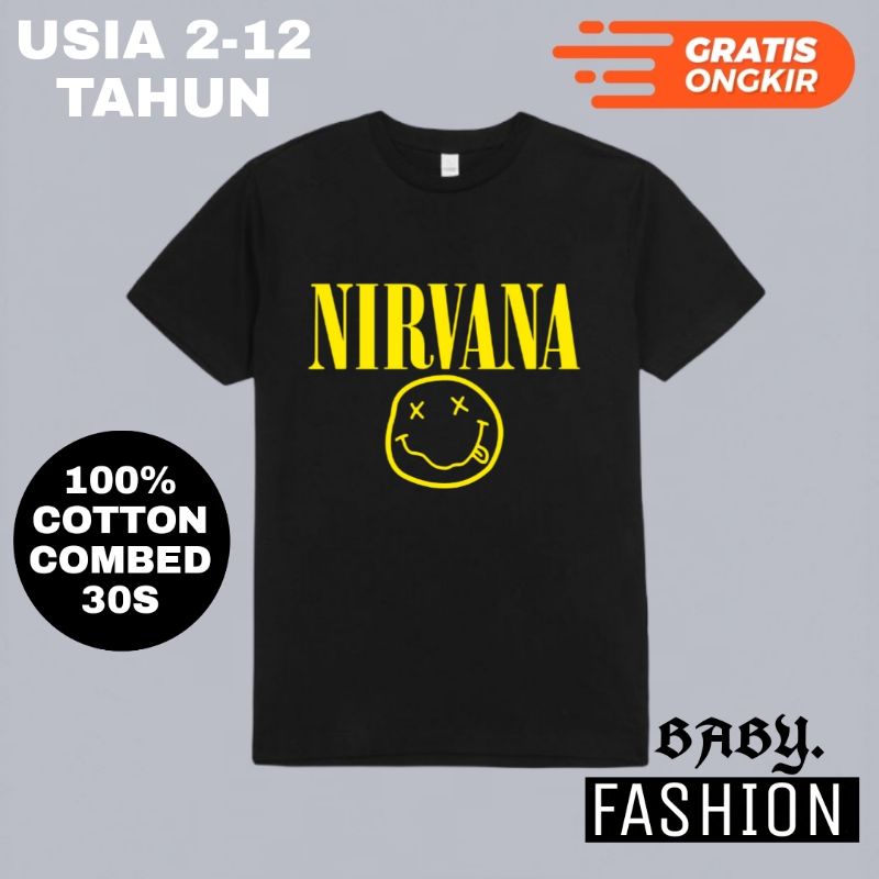 Baju kaos anak NIRVANA BAND METAL Rock musik TSHIRT HITAM - PAKAIAN ANAK LAKI LAKI PEREMPUAN KIDS BA