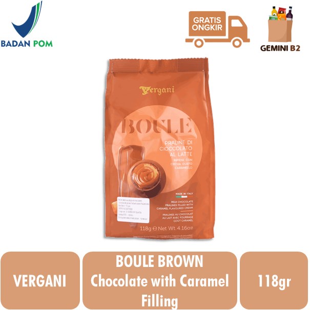 

Vergani Boule Milk Chocolate Caramel (Red) / Coklat Praline Italy dengan Caramel Cream 118gr