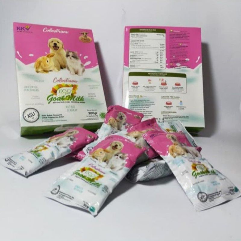 

susu ecopet goat milk colostrum @20gr/ sachet, susu kucing, anjing dan kelinci.