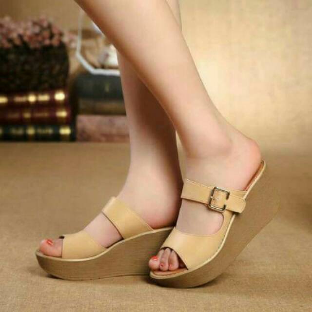 ABBUSHOES MR 13 Wedges Untuk Wanita gesper 7cm