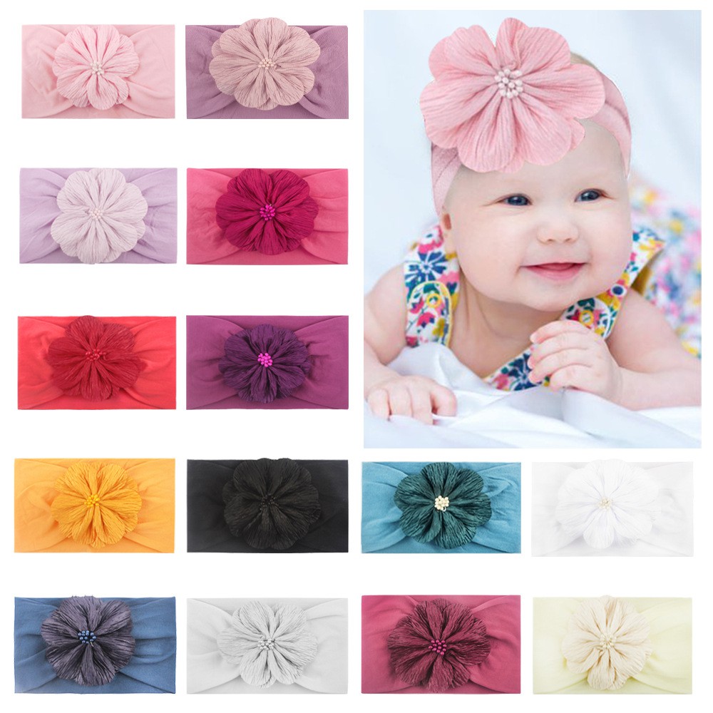 CHUBBI 22 Bandana Headband Bando Bayi Polos Aksen Bunga