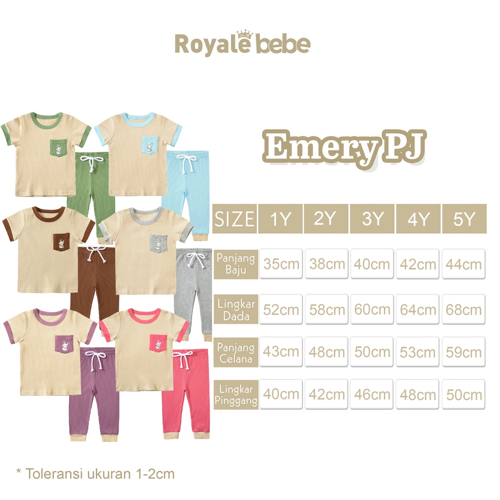 ROYALE BEBE EMERY PAJAMAS SETELAN PIYAMA ANAK 1-5 TAHUN