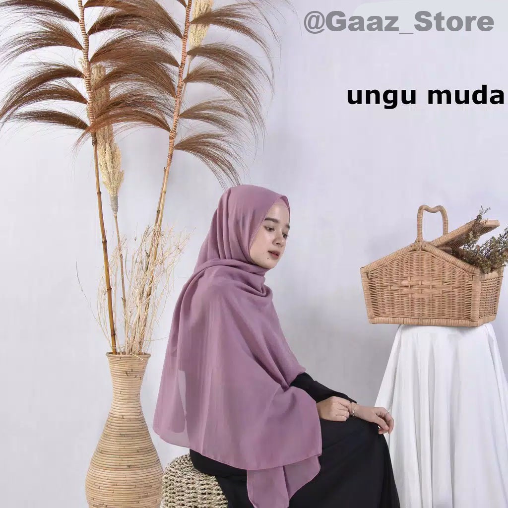 BELLA PASHMINA POLOS BAHAN POLYCOTTON HIJAB KERUDUNG JILBAB MURAH PREMIUM 75x180cm-Ungu Muda