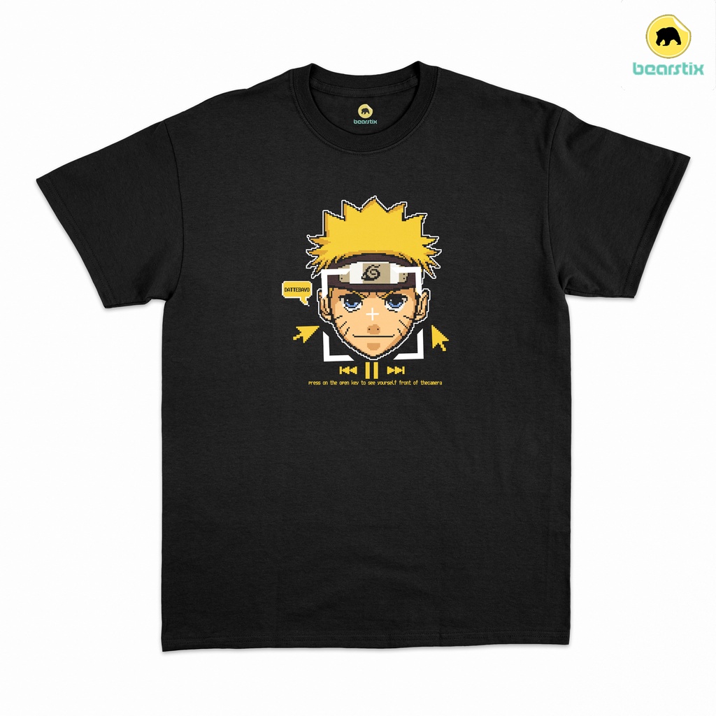 Bearstix - Tshirt Naruto Uzumaki - Baju Anime naruto - Kao Pixel Art - Tshirt Anime Streetwar