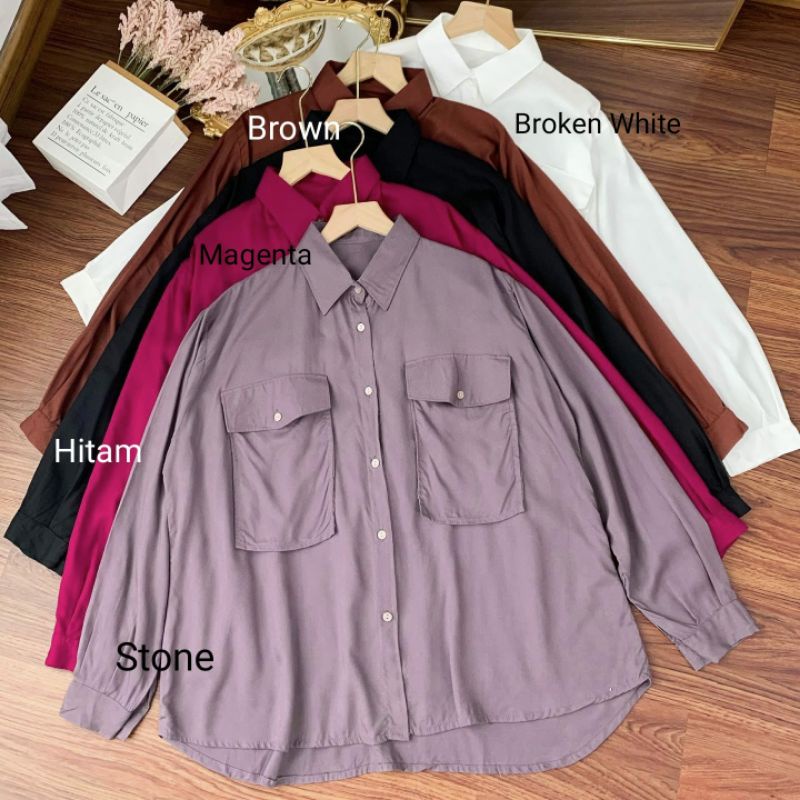 Niko blouse wanita lengan panjang/ blouse wanita busui/ kemeja blouse busui/ bigsize jumbo kemeja at