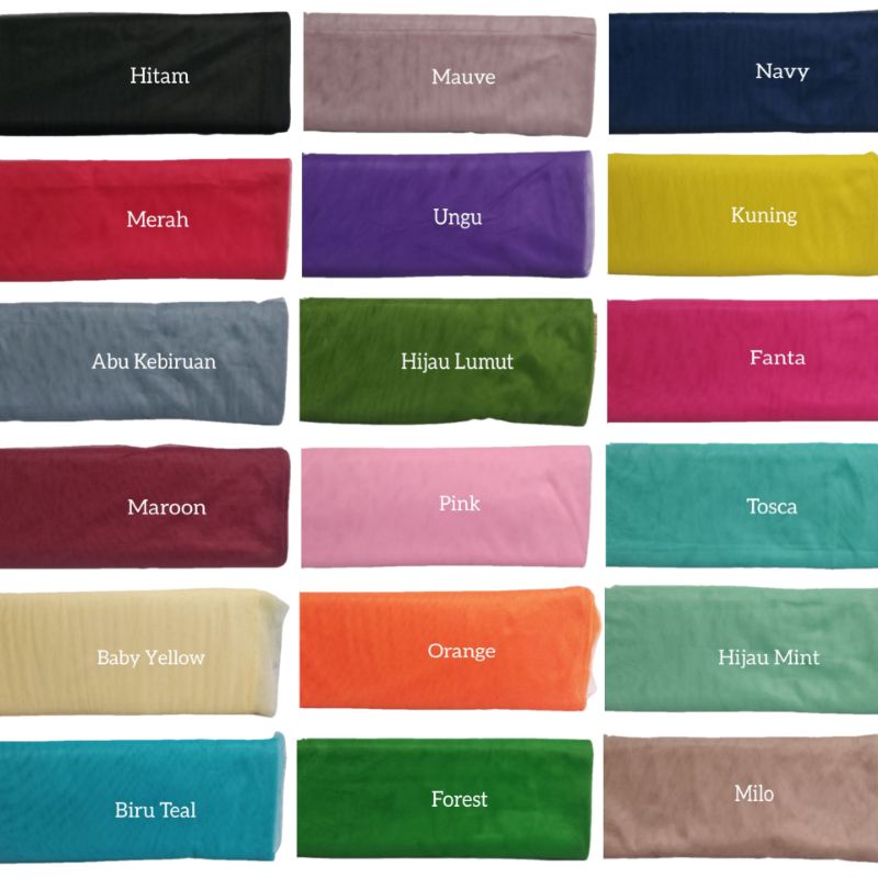 Kain tile polos halus &quot;Lebar 150cm&quot; soft tulle tule lembut