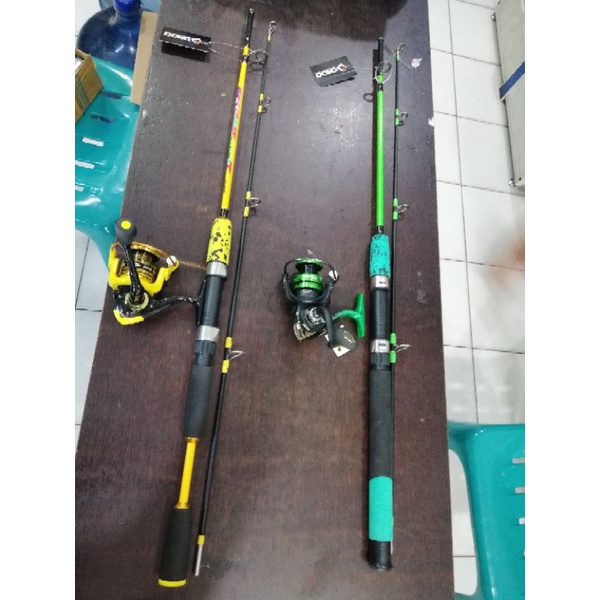 Joran pancing Fiber Solid 16kg set reel spool metal kuat cocok galatama ikan