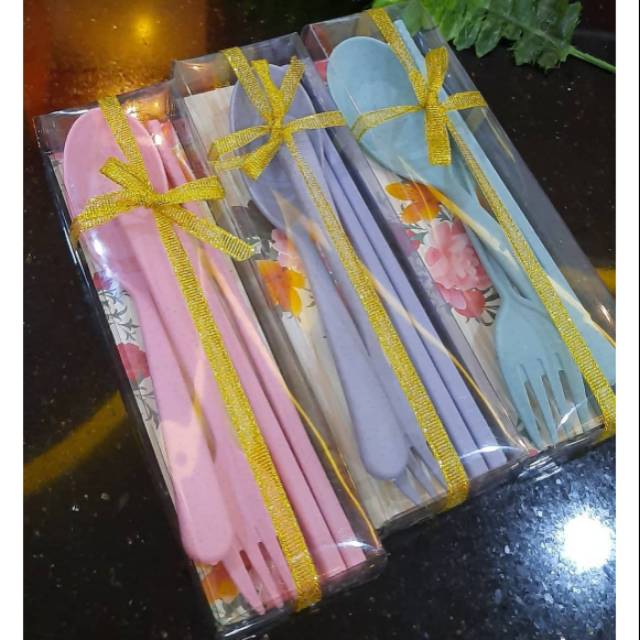 Souvenir Sendok Garpu Sumpit Melamin kemas mika