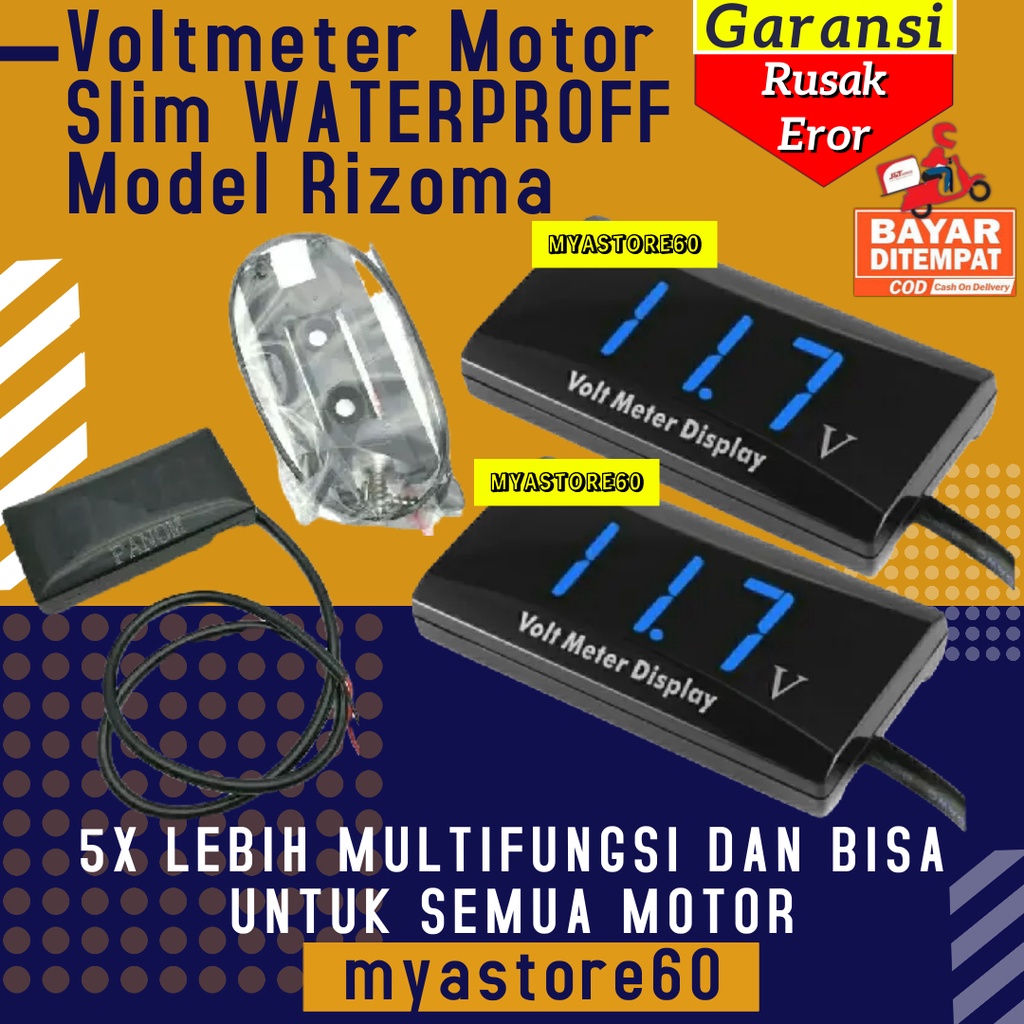 Voltmeter Volt Meter Digital Motor Slim WATERPROFF Model Rizoma Digital Aksesoris Variasi Sparepart Motor