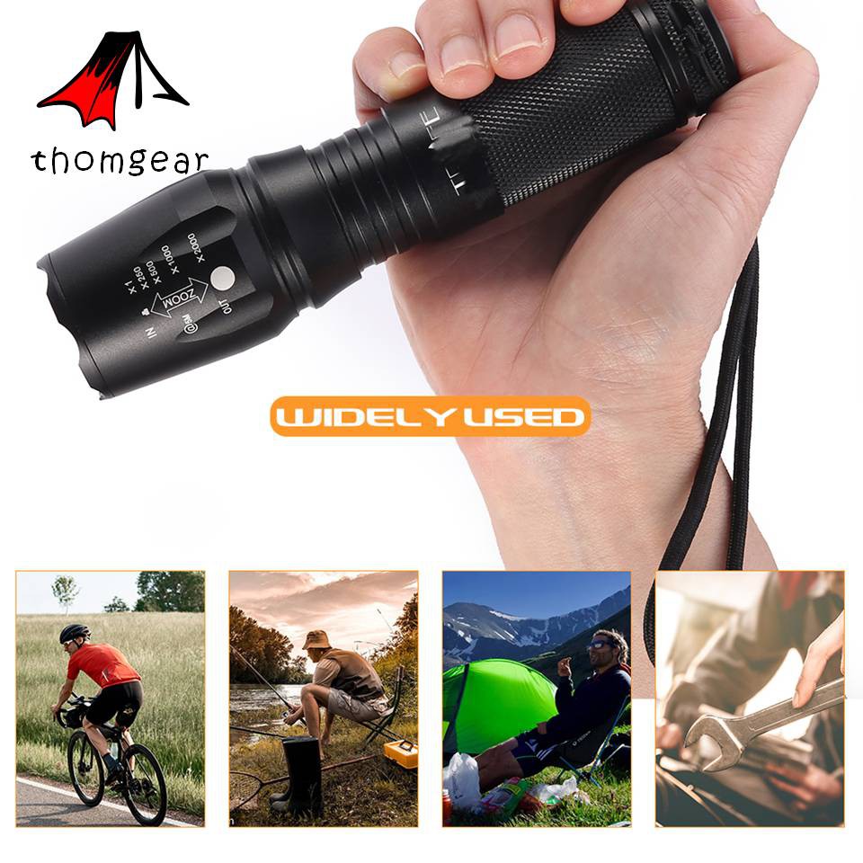 Thomgear Taffled Senter Swat Tactical Led Cree Xml-T6 3000 Lumens + Baterai + Charger + Box - E97 Jm