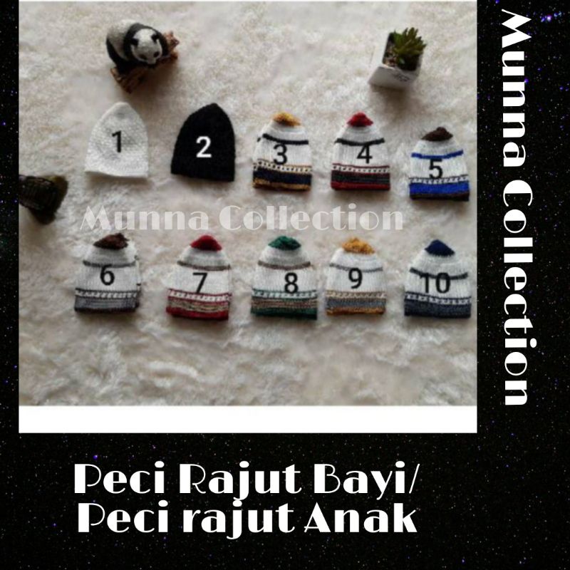 peci rajut bayi/peci bayi/peci anak/peci rajut tebal