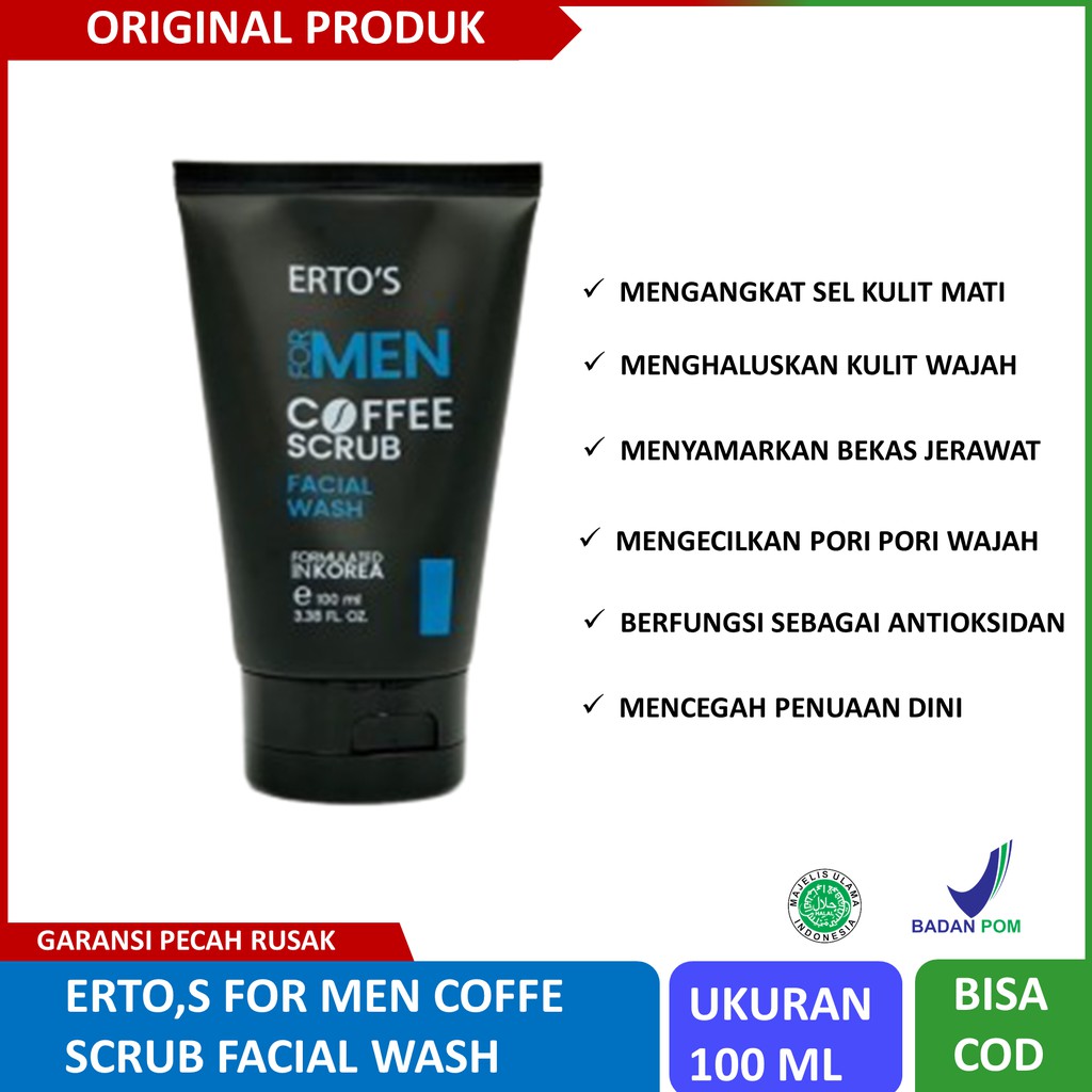 Ertos For Men Coffe Scrub Facial Wash Sabun Cuci Muka Pria/sabun pembersih muka pria glowing/04