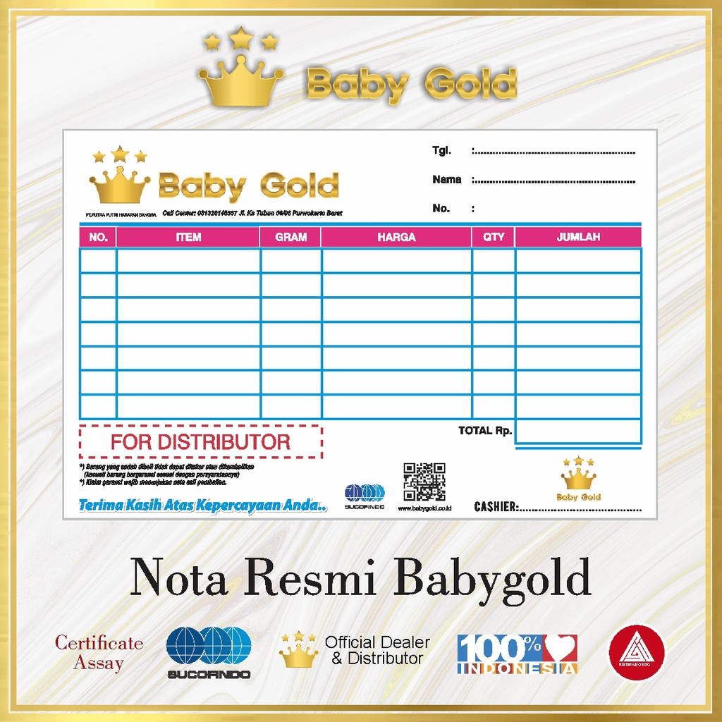 Nota Resmi Babygold / Minigram 1 Lembar