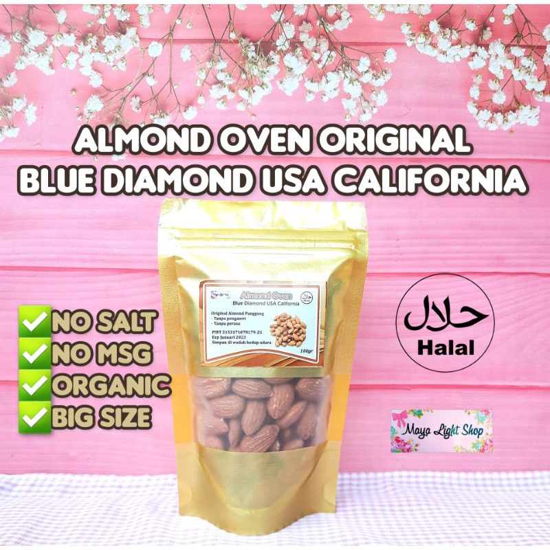 Almond oven 100gr roasted almond halal kacang almond panggang badam asibooster cemilan bumil promil diet keto vegan vegetarian