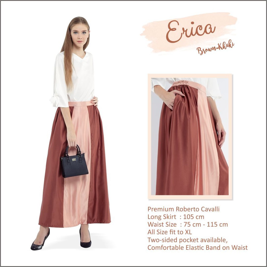Rok Sekar Erica Two-Tone Skirt Brown-Khaki