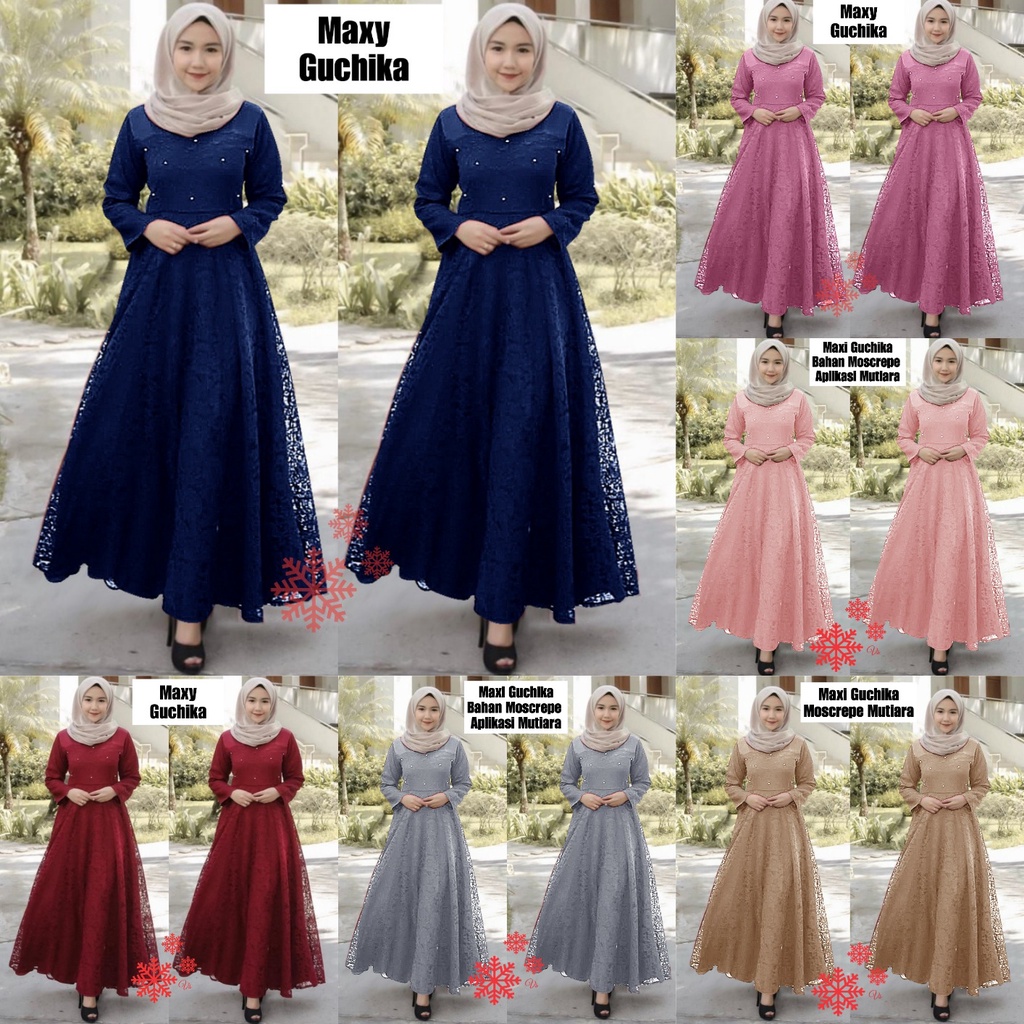 BISA COD✔ GAMIS MAXI BROKAT GUCHIKA / MAXI GUCHIKA / MAXI BRUKAT GUCHIKA KID / READY MOM DAN KIDS