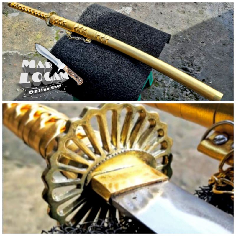 BISA TEBAS BAMBU !!! Thelast gold model tachi katana ryujin custom samurai super berkualitas