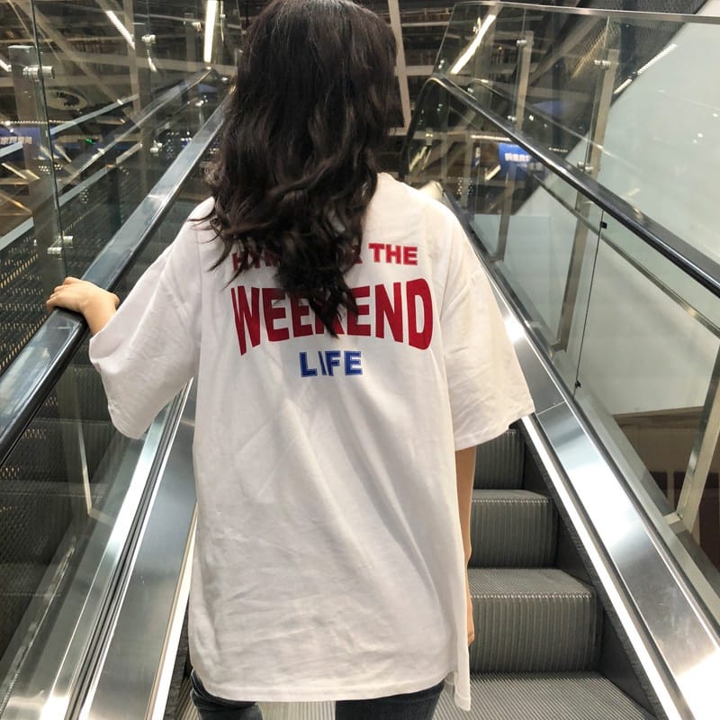 MYSTIQUE.ID-BAJU KAOS THE WEEKEND LIFE T-SHIRT LUCU DAN AESTHETIC