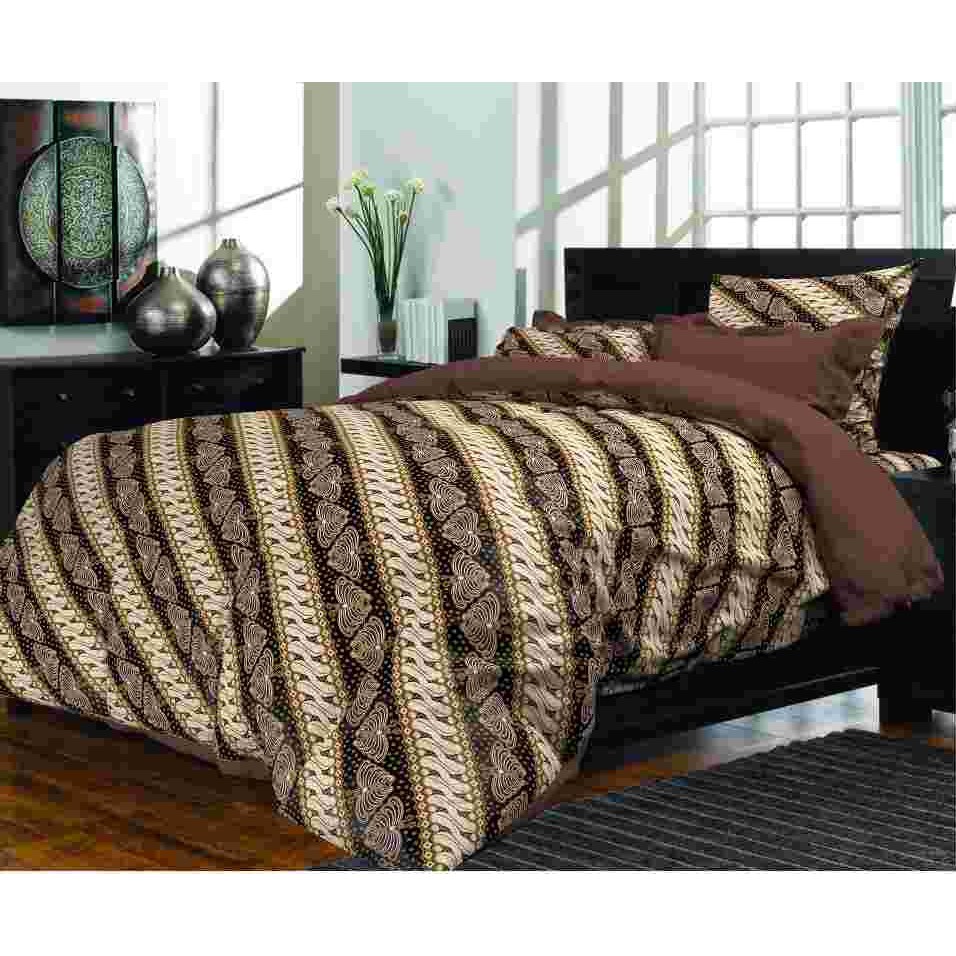 Vhepra Sprei Katun Motif Batik Coklat