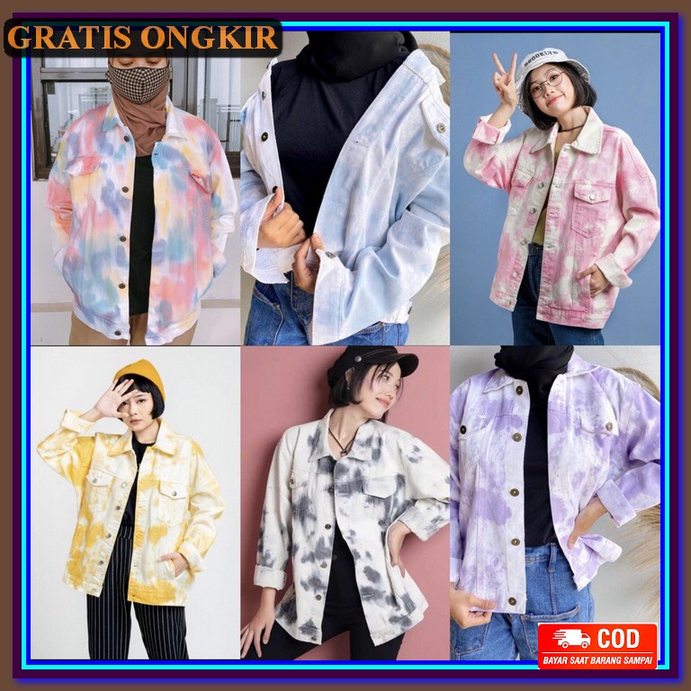 Jaket Jeans s Wanita Levis Kekinian Cewek Terbaru 2021  Nh798 Jaket Jeans Tiedye Oversize