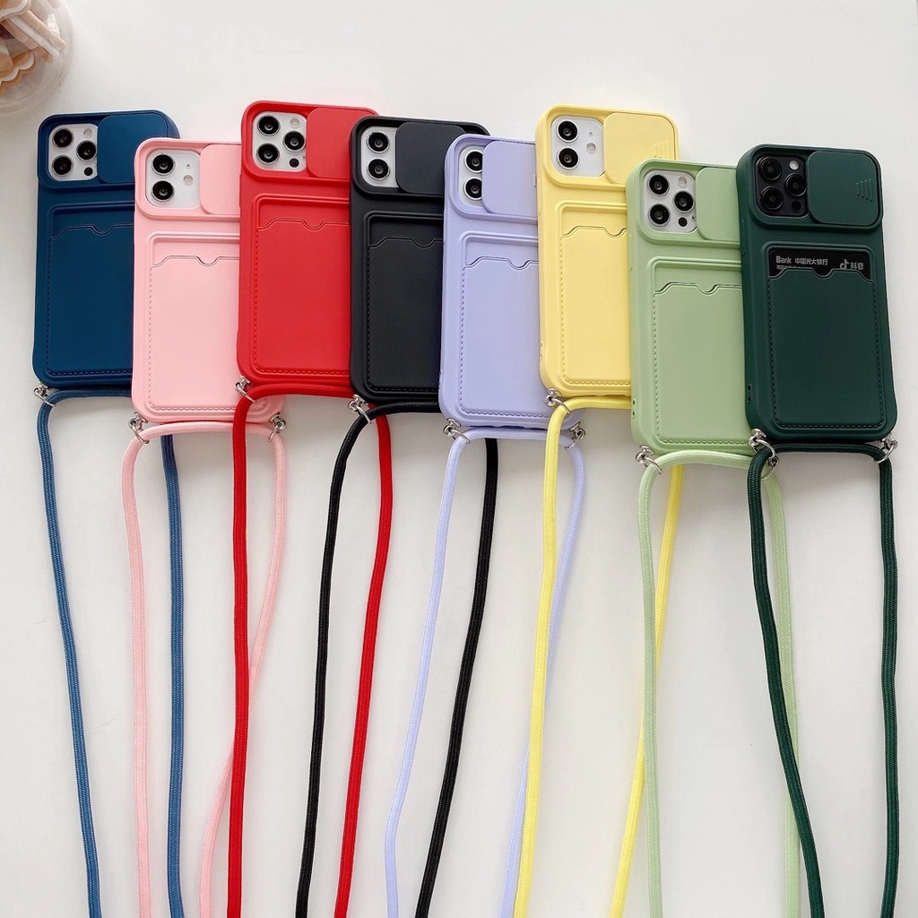 Soft case Bahan Silikon Dengan Lanyard Untuk iphone 14 Pro Max 7 8 Plus XR Xs Max 11 Pro Max 12 Pro Max