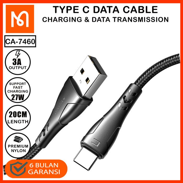 MCDODO CA-7460 Cable USB to Type C 20CM - Support Fast Charging - Garansi Resmi 6 Bulan