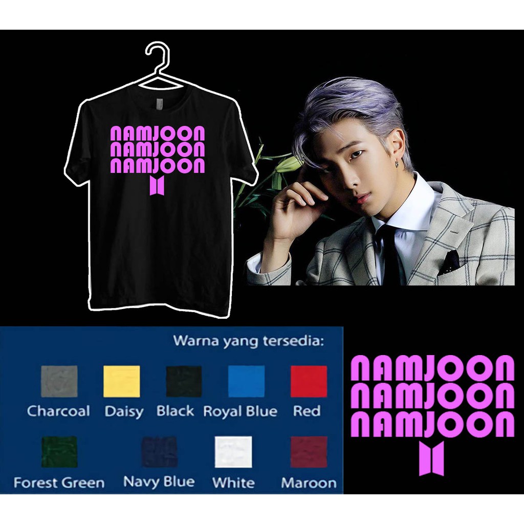 KAOS DISTRO CUSTOM COTTON COMBED 30'S NAMJOON BTS TULISAN DEPAN KOREA KPOP